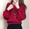 Suéter Tejido Grueso Rojo Oversize Cómodo