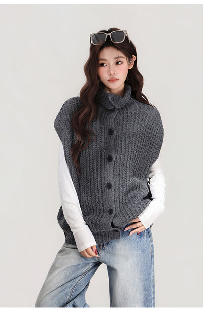 Chaleco Tejido Gris con Solapa - Abrigo Cálido para Mujer Otoño e Invierno - Image 12