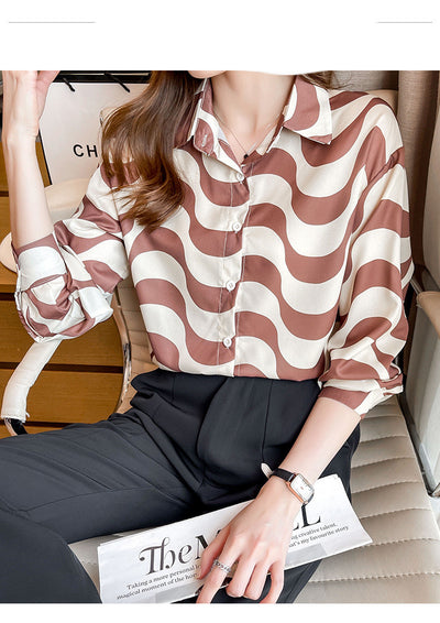 Camisa Suelta Larga Contraste Estilo Hong Kong para Mujer - Image 6