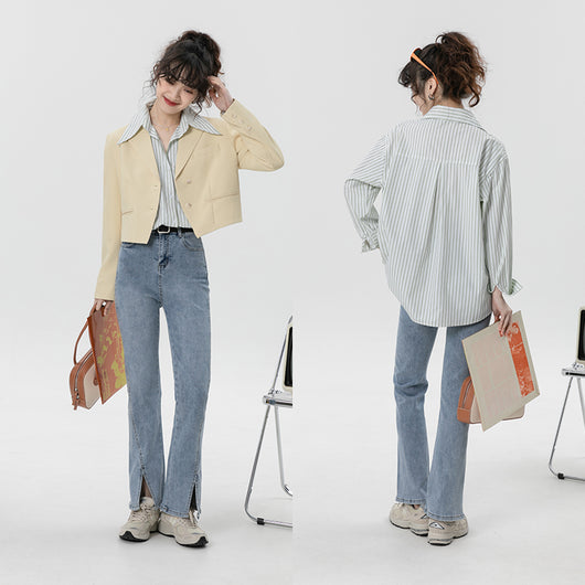 Blusa Larga Ajustada Estilo Coreano Manga Larga - Image 12
