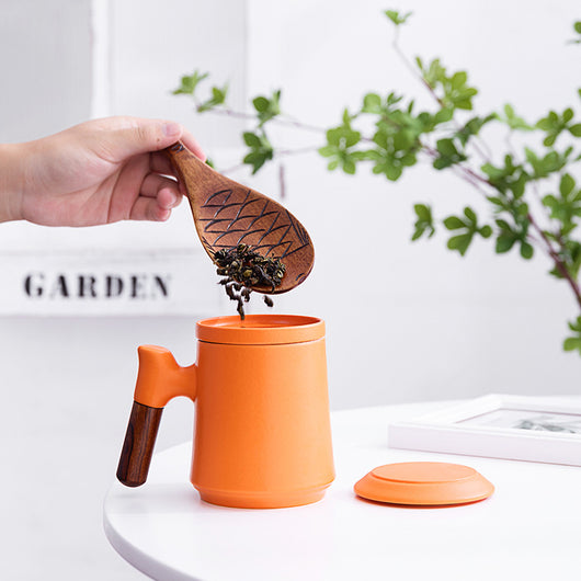 Taza de Cerámica con Filtro de Té y Asa de Madera - Image 13