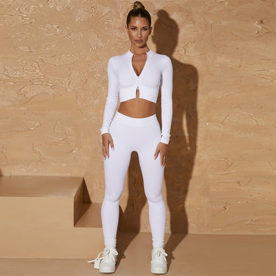Conjunto de Yoga Sin Costuras para Mujer - Buzo y Leggings Térmicos con Cierre - Image 5