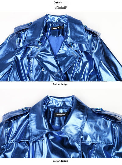Impermeable Brillante de Cuero Patentado Largo - Image 12