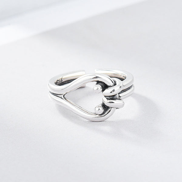 Anillo de Plata Geométrico Doble para Mujer - Image 2