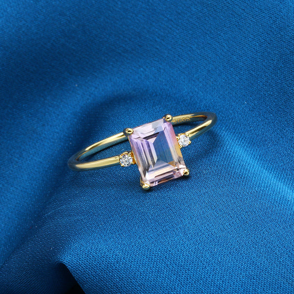 Anillo de Plata 925 Octagonal con Amatista para Mujer