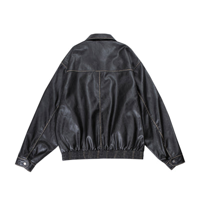 Chaqueta de Cuero PU con Solapa para Motociclista - Image 5