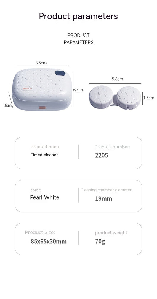 Pearl white automatic ultrasonic cleaning machine with honeycomb texture and digital display for invisible glasses. - Image 15