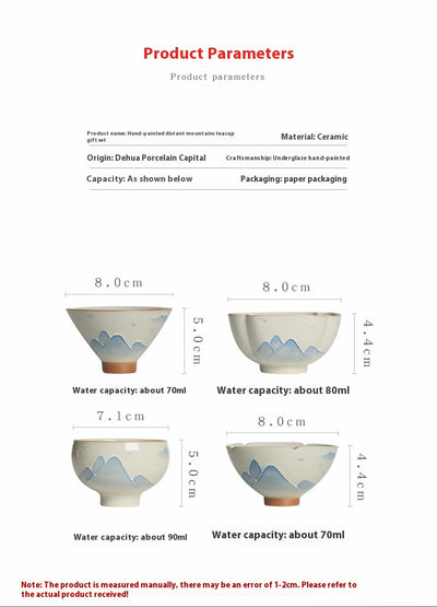 Taza Kung Fu de Porcelana Pintada a Mano - Paisaje Tradicional Gris - Image 6