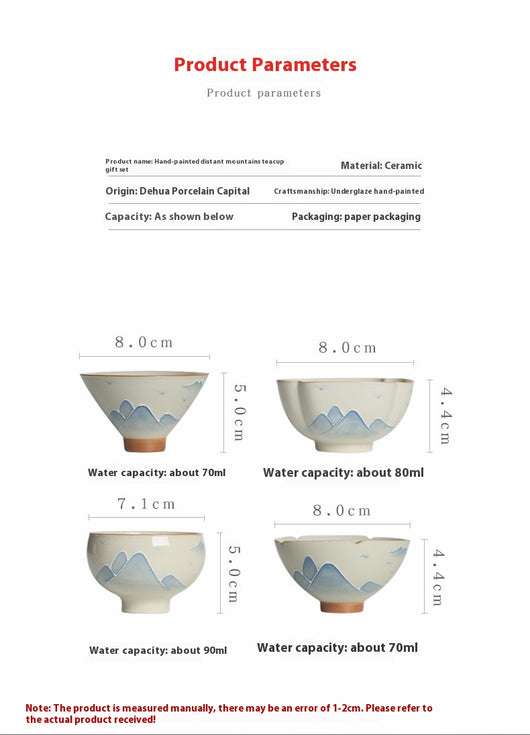 Taza Kung Fu de Porcelana Pintada a Mano - Paisaje Tradicional Gris - Image 6