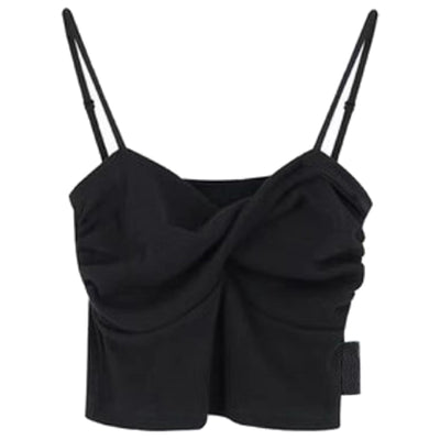 Blusa Cropped Plisada Negra Estilo Francés para Mujer - Image 4