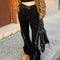 Pantalones Skinny Negros con Cierre Estilo American High Street