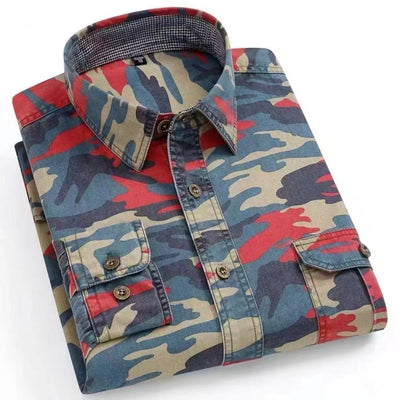Chaqueta Casual Camuflaje Hombre - Camisa Suelta Retro Manga Larga - Image 13