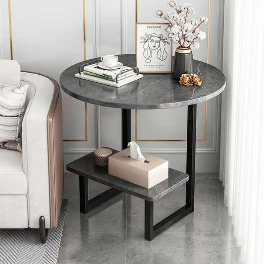 Mesa de Centro Minimalista Moderna con Doble Nivel y Almacenamiento