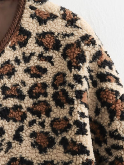 Abrigo Suelto de Piel de Cordero Estampado Leopardo - Image 24