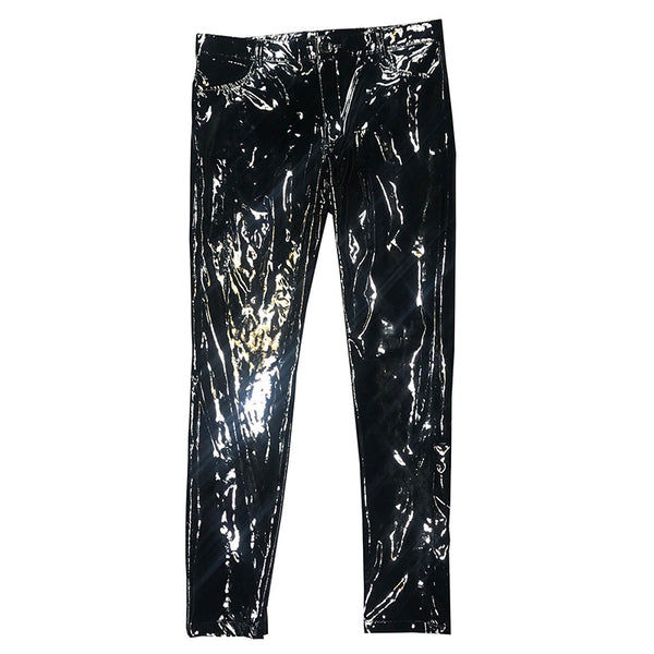 Pantalones de Cuero PU Ajustados con Espejo Brillante Negro G-Dragon - Image 5