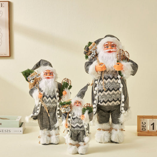 Adornos Navideños Nórdicos Reno Rudolf con Rayas Plateadas