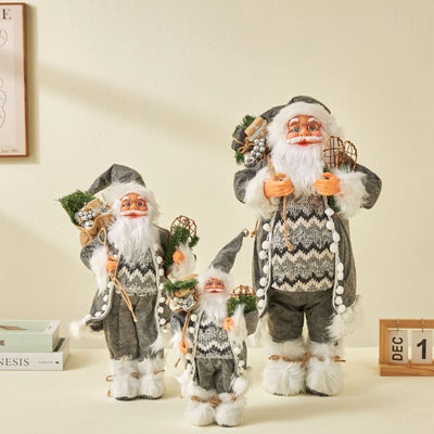 Adornos Navideños Nórdicos Reno Rudolf con Rayas Plateadas