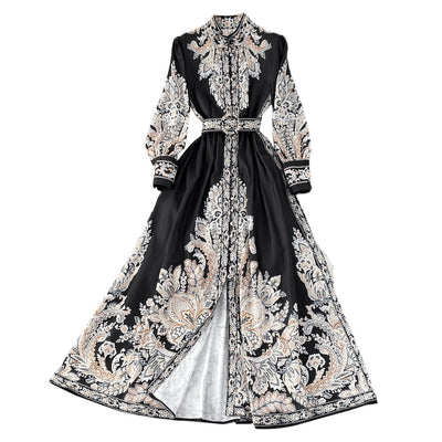 Vestido Hada Estampado con Cuello Solapa y Mangas Abullonadas - Image 13