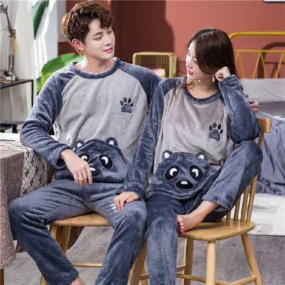 Pijama de Pareja en Felpa Coral para Primavera, Otoño e Invierno - Image 5