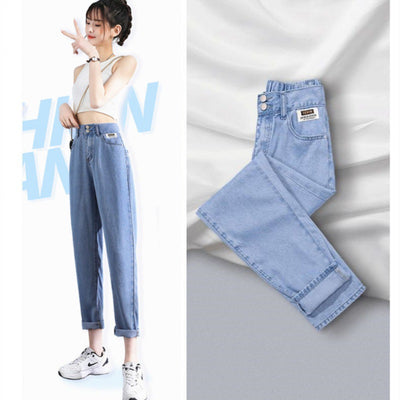Pantalón Harem Cintura Alta Recto Nueve Puntos Seda Helada para Mujer - Image 10