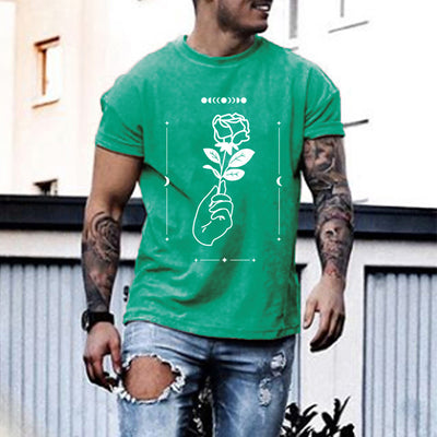 Camiseta Oversize para Hombre Estampado Rosas Cuello Redondo - Image 4