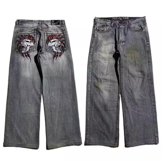 Jeans Anchos Estilo Vintage Desgastado para Hombre - Diseño Workwear Casual