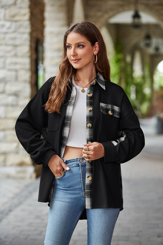 Chaqueta Suéter Cuadrillé Boyfriend Holgada de Punto Waffle - Image 15
