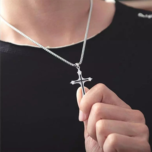 Collar Colgante Cruz de Acero Inoxidable para Hombre