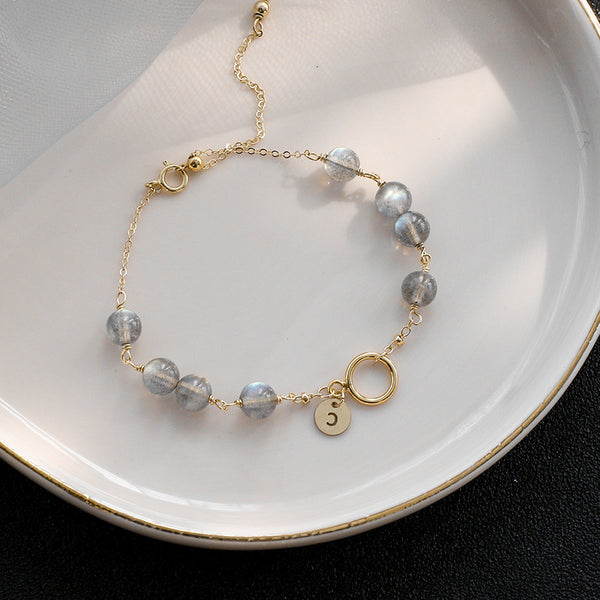 Pulsera de Cuarzo Aguamarina y Cristal Dorado para Mujer - Image 6