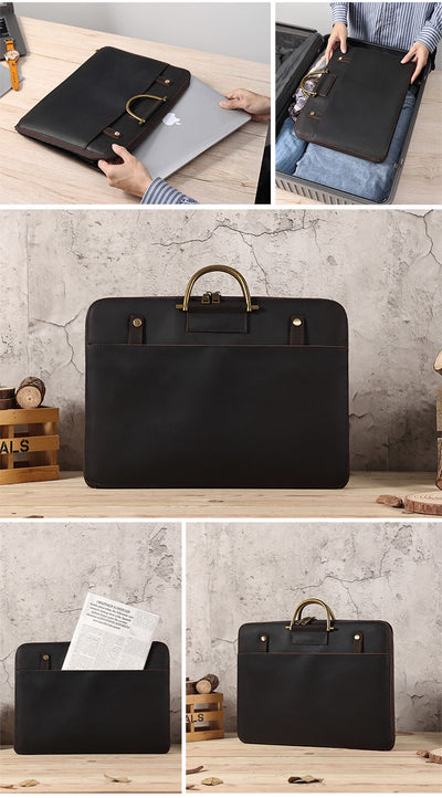 Maletín Ejecutivo de Cuero Crazy Horse para Hombre - Bolsa Portacomputadora - Image 12