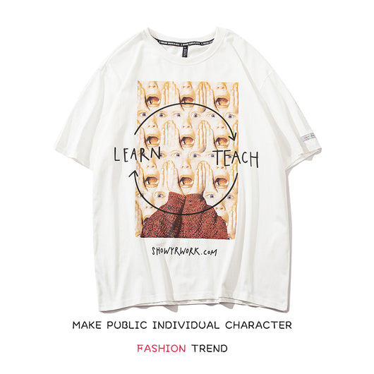 Playera Holgada Hip Hop con Estampado Cartoon para Parejas - Image 7
