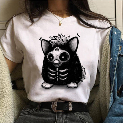 Playera Gato Caricatura con Hongos Halloween Manga Corta - Image 18