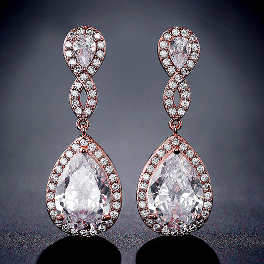 Aretes de Novia con Zirconia AAA Forma de Gota Banquete Nupcial