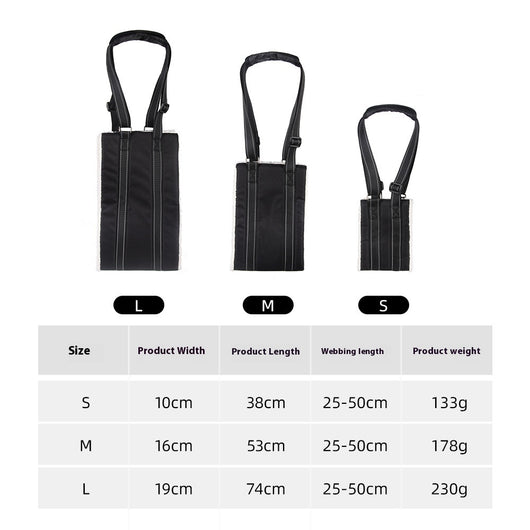Black adjustable dog rehabilitation training belt with white plush lining on a brown and white Border Collie. - Image 4