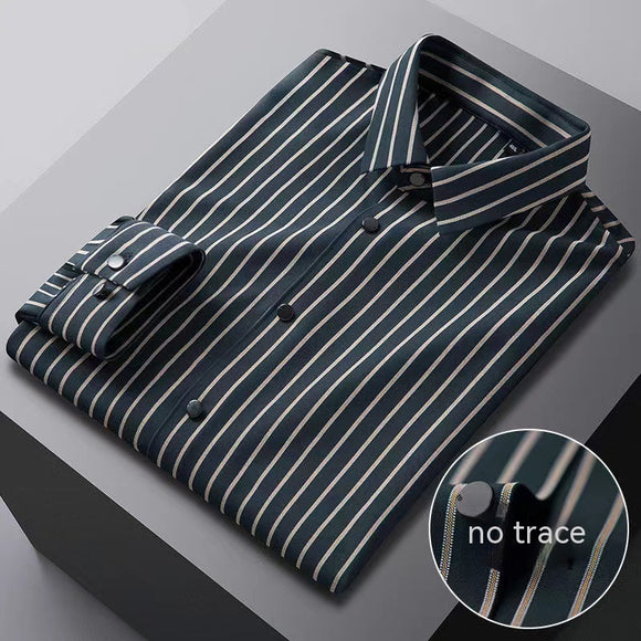 Camisa Elástica Sin Costuras con Rayas para Hombre