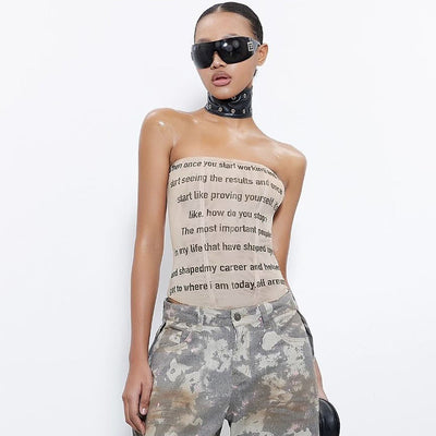 Chaleco Estampado con Letras sin Tirantes para Mujer - Image 4