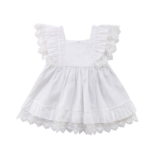 Vestido Infantil de Encaje Blanco con Malla - Image 8
