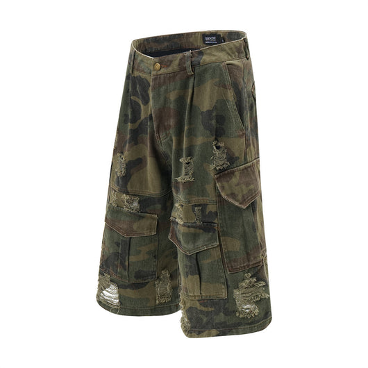 Shorts Punk Holgados con Múltiples Bolsillos y Detalles Rotos - Image 8