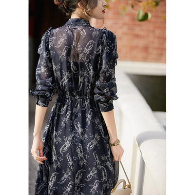 Vestido Camisero de Seda Pura con Cuello Flotante - Primavera Verano - Image 8
