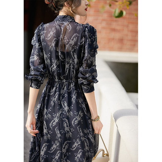 Vestido Camisero de Seda Pura con Cuello Flotante - Primavera Verano - Image 8