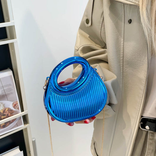 Bolsa de Hombro Bandolera Estilo Europeo y Americano con Cadena Creciente Estampada en Contraste - Image 9