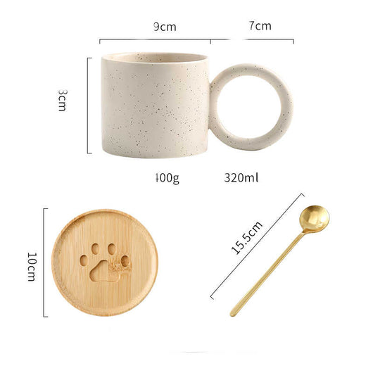 Taza de Cerámica con Asa Grande y Cuchara para Café, Oficina y Hogar - Image 12