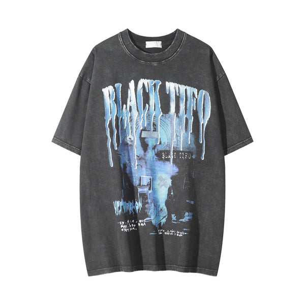Camiseta Estampado Derretido Manga Corta para Hombre