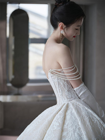 Vestido de Novia Bandeau Master Elegante Francés - Image 9