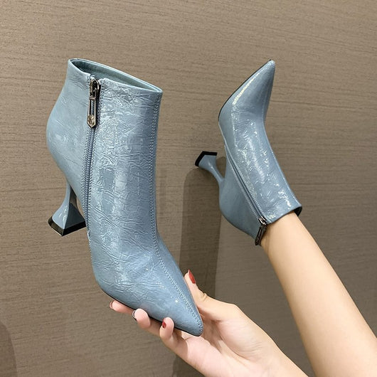 Botas Martin de Cuero Charol con Punta Fina y Forro Polar para Mujer - Image 13