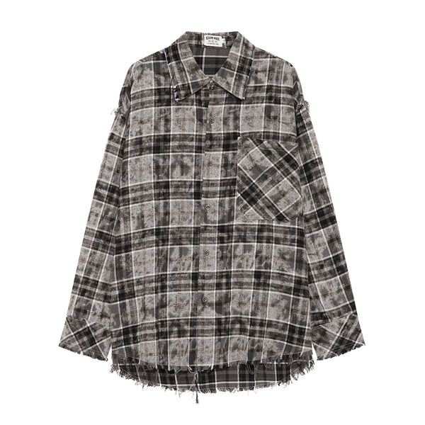 Camisa Cuadriculada Suelta de Manga Larga