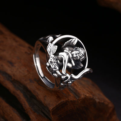 Anillo de Plata 925 Cupido Ángel Ajustable - Image 3