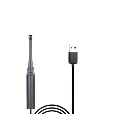 Dark gray HD USB visual dental appliance with camera tip and control buttons, connected to a USB-A plug. - Image 2