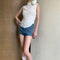 Shorts de Mezclilla con Cadena de Borlas y Strass