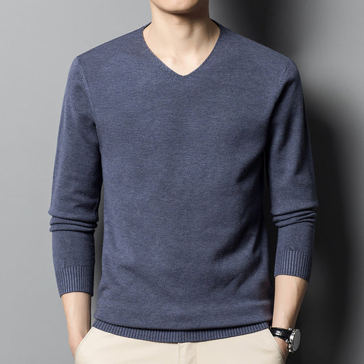 Suéter Tejido Cuello V para Hombre - Prenda Base Otoño Ejecutiva